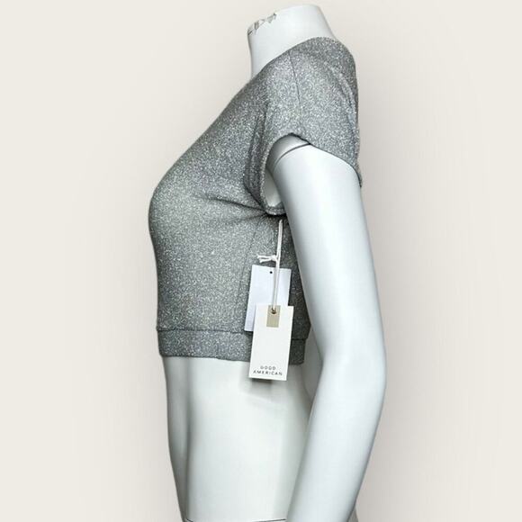NWT | Good American | Sparkle Crop Top | Silver001 | Size 2/M - Picture 5 of 15